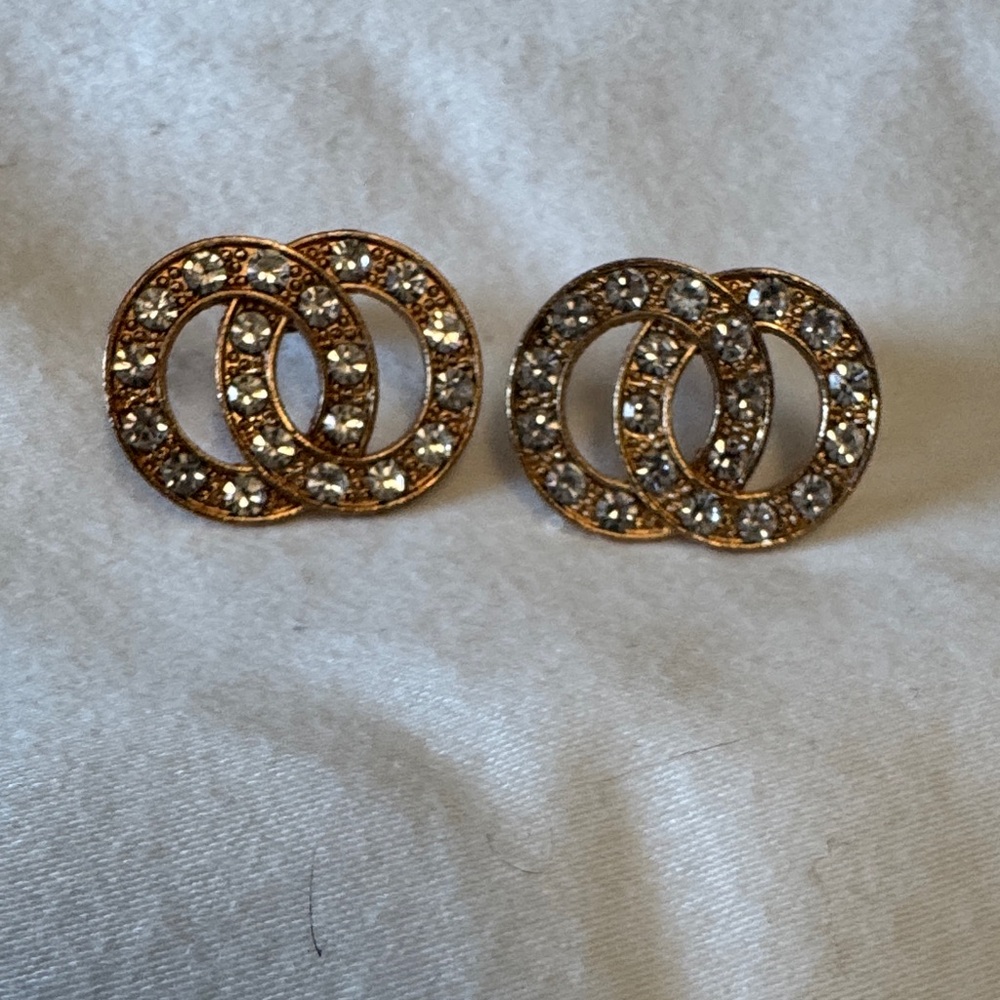Elegant Gold and Silver Interlocking Earrings